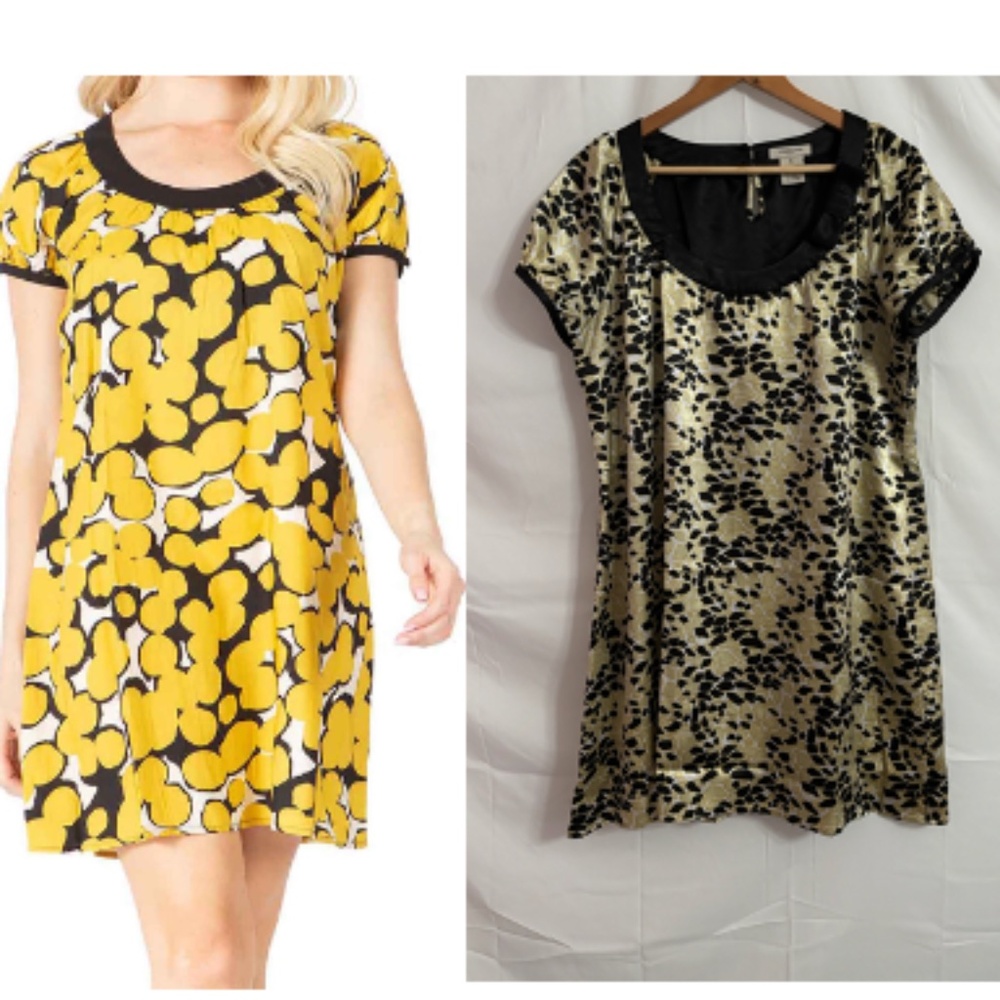 Vertigo Paris Gold and Black Animal Print Mini Dress in Size 8